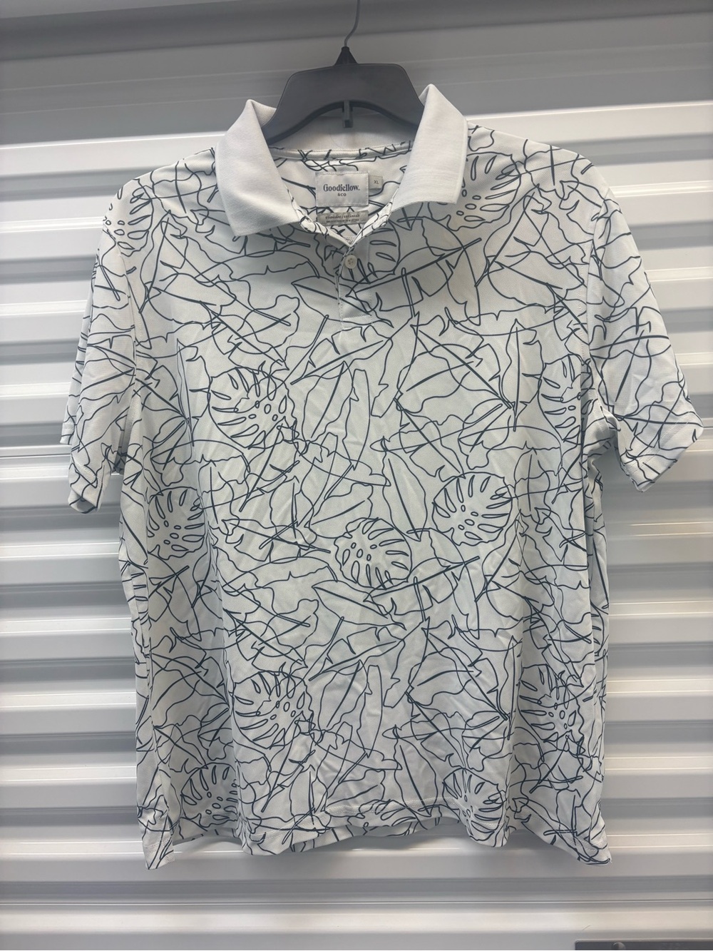 Goodfellow & Co White Gray Tropical Floral Print Polo XL